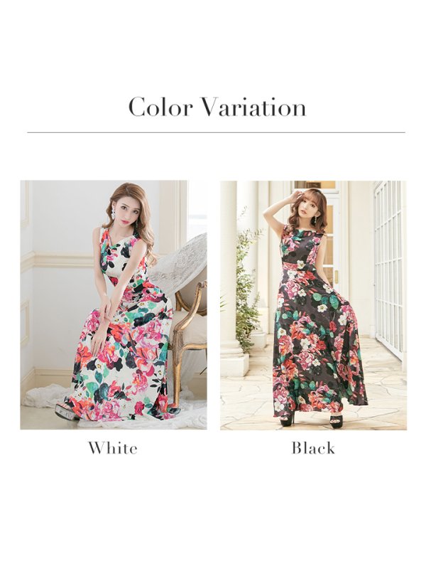 画像19: 【ERUKEI エルケイ】Aライン/フラワープリント/ノースリ /ロング/ロングドレス /キャバドレスlong[OF2]