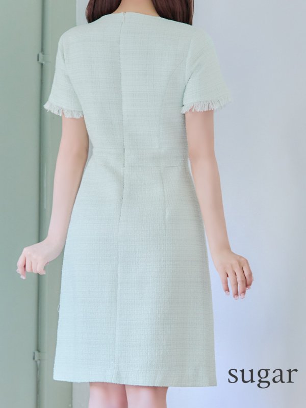 画像12: 【GINZA COUTURE/銀座クチュール】【XS-Lサイズあり】ツイード/ ノースリーブ/ パールボタン/ Aライン/ フレア/ ワンピース/ ミニドレス/ キャバドレス[OF2]