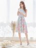 画像4: XS-Lサイズあり 【GINZA COUTURE/銀座クチュール】フラワープリント/ リボンベルト/ ノースリーブ/ フレア/ ミディアム丈/ ワンピース/ キャバドレス[OF2]