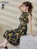 画像2: XS-Lサイズあり 【GINZA COUTURE/銀座クチュール】フラワープリント/ ノースリーブ/ フレア/ ミディアム丈/ ひざ丈/ ワンピース/ キャバドレス[OF2] (2)