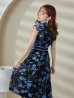 画像13: XS-Lサイズあり 【GINZA COUTURE/銀座クチュール】フラワープリント/ ノースリーブ/ フレア/ ミディアム丈/ ひざ丈/ ワンピース/ キャバドレス[OF2]