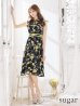 画像7: XS-Lサイズあり 【GINZA COUTURE/銀座クチュール】フラワープリント/ ノースリーブ/ フレア/ ミディアム丈/ ひざ丈/ ワンピース/ キャバドレス[OF2]