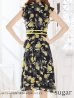 画像9: XS-Lサイズあり 【GINZA COUTURE/銀座クチュール】フラワープリント/ ノースリーブ/ フレア/ ミディアム丈/ ひざ丈/ ワンピース/ キャバドレス[OF2]