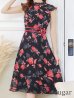 画像20: XS-Lサイズあり 【GINZA COUTURE/銀座クチュール】フラワープリント/ ノースリーブ/ フレア/ ミディアム丈/ ひざ丈/ ワンピース/ キャバドレス[OF2]