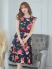 画像9: XS-Lサイズあり 【GINZA COUTURE/銀座クチュール】フラワープリント/ フリル袖/ フレア/ ミディアム丈/ ひざ丈/ ワンピース/ キャバドレス[OF2]