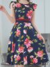 画像15: XS-Lサイズあり 【GINZA COUTURE/銀座クチュール】フラワープリント/ フリル袖/ フレア/ ミディアム丈/ ひざ丈/ ワンピース/ キャバドレス[OF2]