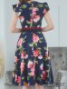 画像16: XS-Lサイズあり 【GINZA COUTURE/銀座クチュール】フラワープリント/ フリル袖/ フレア/ ミディアム丈/ ひざ丈/ ワンピース/ キャバドレス[OF2]