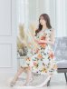 画像4: XS-Lサイズあり 【GINZA COUTURE/銀座クチュール】フラワープリント/ フリル袖/ フレア/ ミディアム丈/ ひざ丈/ ワンピース/ キャバドレス[OF2]