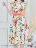 画像6: XS-Lサイズあり 【GINZA COUTURE/銀座クチュール】フラワープリント/ フリル袖/ フレア/ ミディアム丈/ ひざ丈/ ワンピース/ キャバドレス[OF2]