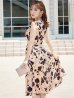 画像4: XS-Lサイズあり 【GINZA COUTURE/銀座クチュール】フラワーモチーフプリント/ ノースリーブ/ Aライン/ フレア/ ミモレ丈/ ワンピース/ キャバドレス[OF2]