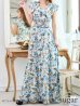 画像8: XS-Lサイズあり 【GINZA COUTURE/銀座クチュール】ワンピース/ フラワープリント/ シャーリング/ フリルスリーブ/ Aライン/ マキシ丈/ キャバドレス[OF2]
