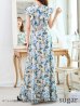 画像9: XS-Lサイズあり 【GINZA COUTURE/銀座クチュール】ワンピース/ フラワープリント/ シャーリング/ フリルスリーブ/ Aライン/ マキシ丈/ キャバドレス[OF2]