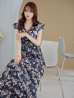 画像11: XS-Lサイズあり 【GINZA COUTURE/銀座クチュール】ワンピース/ フラワープリント/ シャーリング/ フリルスリーブ/ Aライン/ マキシ丈/ キャバドレス[OF2]