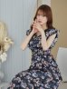 画像12: XS-Lサイズあり 【GINZA COUTURE/銀座クチュール】ワンピース/ フラワープリント/ シャーリング/ フリルスリーブ/ Aライン/ マキシ丈/ キャバドレス[OF2]