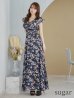 画像16: XS-Lサイズあり 【GINZA COUTURE/銀座クチュール】ワンピース/ フラワープリント/ シャーリング/ フリルスリーブ/ Aライン/ マキシ丈/ キャバドレス[OF2]