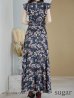 画像18: XS-Lサイズあり 【GINZA COUTURE/銀座クチュール】ワンピース/ フラワープリント/ シャーリング/ フリルスリーブ/ Aライン/ マキシ丈/ キャバドレス[OF2]