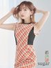 【GINZA COUTURE/銀座クチュール】 チェックツイード/ ノースリーブ/ タイト/ ワンピース/ キャバドレス　オレンジ