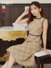 XSサイズあり【GINZA COUTURE/銀座クチュール】 ツイード/ ノースリーブ/ Aライン/ ワンピース/ ひざ丈/ ミディアムドレス/ キャバドレス　ベージュ