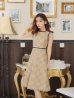 画像2: XSサイズあり 【GINZA COUTURE/銀座クチュール】 ツイード/ ノースリーブ/ Aライン/ ワンピース/ ひざ丈/ ミディアムドレス/ キャバドレス[OF2] (2)
