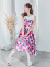 画像3: XS-Lサイズあり 【GINZA COUTURE/銀座クチュール】フラワープリント/ ハイウエスト/ ノースリーブ/ フレア/ Aライン/ ひざ丈/ ワンピース/ ミディアムドレス/ キャバドレス[OF2]