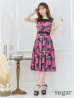 画像16: XS-Lサイズあり 【GINZA COUTURE/銀座クチュール】フラワープリント/ ハイウエスト/ ノースリーブ/ フレア/ Aライン/ ひざ丈/ ワンピース/ ミディアムドレス/ キャバドレス[OF2]