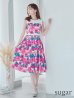 画像7: XS-Lサイズあり 【GINZA COUTURE/銀座クチュール】フラワープリント/ ハイウエスト/ ノースリーブ/ フレア/ Aライン/ ひざ丈/ ワンピース/ ミディアムドレス/ キャバドレス[OF2]