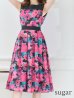 画像17: XS-Lサイズあり 【GINZA COUTURE/銀座クチュール】フラワープリント/ ハイウエスト/ ノースリーブ/ フレア/ Aライン/ ひざ丈/ ワンピース/ ミディアムドレス/ キャバドレス[OF2]