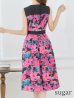 画像18: XS-Lサイズあり 【GINZA COUTURE/銀座クチュール】フラワープリント/ ハイウエスト/ ノースリーブ/ フレア/ Aライン/ ひざ丈/ ワンピース/ ミディアムドレス/ キャバドレス[OF2]