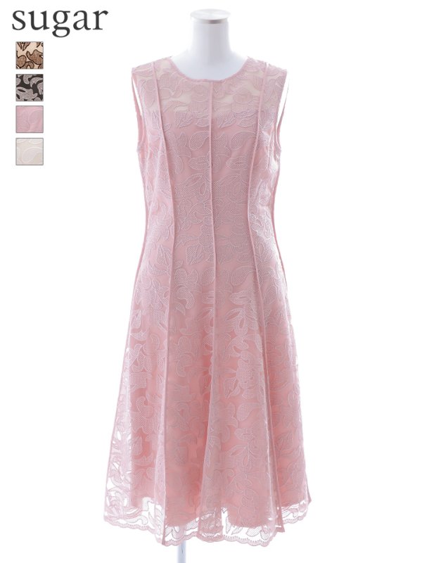 画像7: XS-Lサイズあり 【GINZA COUTURE/銀座クチュール】総レース/ パイピング/ ラインデザイン/ Aライン/ ひざ丈/ ノースリーブ/ ワンピース/ ミディアムドレス/ キャバドレス[OF2]