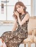 XS-Lサイズあり【GINZA COUTURE/銀座クチュール】総レース/ パイピング/ ラインデザイン/ Aライン/ ひざ丈/ ノースリーブ/ ワンピース/ ミディアムドレス/ キャバドレス　ブラック