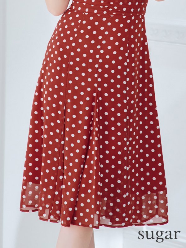 画像14: XS-Lサイズあり 【GINZA COUTURE/銀座クチュール】ドット柄/ ノースリーブ/ 膝丈/ Aライン/ ワンピース/ ミディアムドレス/ キャバドレス[OF2]