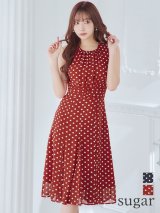 XS-Lサイズあり 【GINZA COUTURE/銀座クチュール】ドット柄/ ノースリーブ/ 膝丈/ Aライン/ ワンピース/ ミディアムドレス/ キャバドレス[OF2]