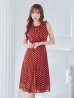 画像6: XS-Lサイズあり 【GINZA COUTURE/銀座クチュール】ドット柄/ ノースリーブ/ 膝丈/ Aライン/ ワンピース/ ミディアムドレス/ キャバドレス[OF2]