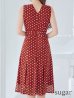 画像9: XS-Lサイズあり 【GINZA COUTURE/銀座クチュール】ドット柄/ ノースリーブ/ 膝丈/ Aライン/ ワンピース/ ミディアムドレス/ キャバドレス[OF2]