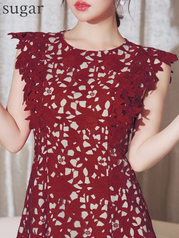 画像32: XS-Lサイズあり 【GINZA COUTURE/銀座クチュール】レース/ ワンカラー/ ノースリーブ/ Aライン/ フレア/ 膝丈/ ミディアムドレス/ キャバドレス[OF2]