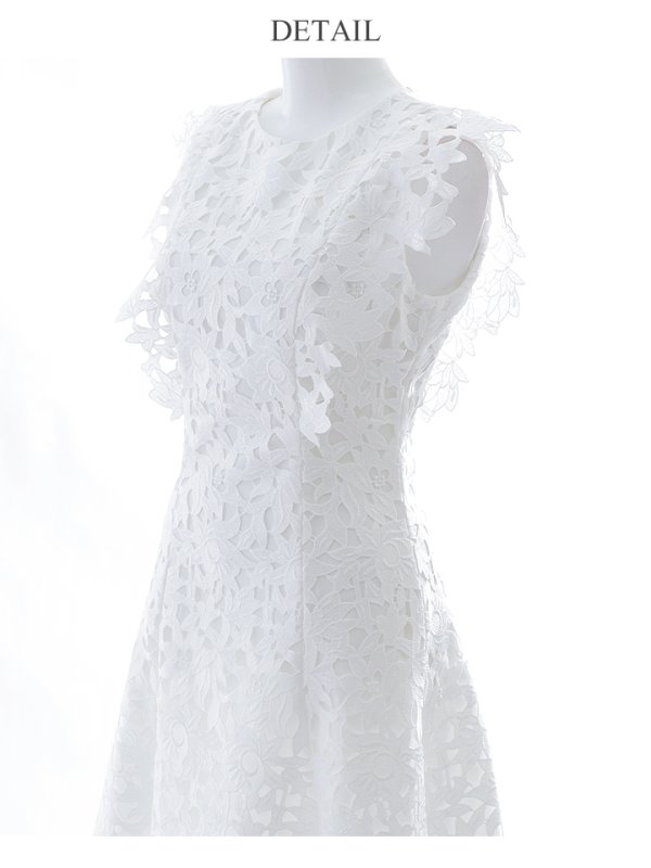 画像35: XS-Lサイズあり 【GINZA COUTURE/銀座クチュール】レース/ ワンカラー/ ノースリーブ/ Aライン/ フレア/ 膝丈/ ミディアムドレス/ キャバドレス[OF2]