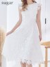 画像20: XS-Lサイズあり 【GINZA COUTURE/銀座クチュール】レース/ ワンカラー/ ノースリーブ/ Aライン/ フレア/ 膝丈/ ミディアムドレス/ キャバドレス[OF2]