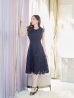 画像3: XS-Lサイズあり 【GINZA COUTURE/銀座クチュール】レース/ ワンカラー/ ノースリーブ/ Aライン/ フレア/ 膝丈/ ミディアムドレス/ キャバドレス[OF2]