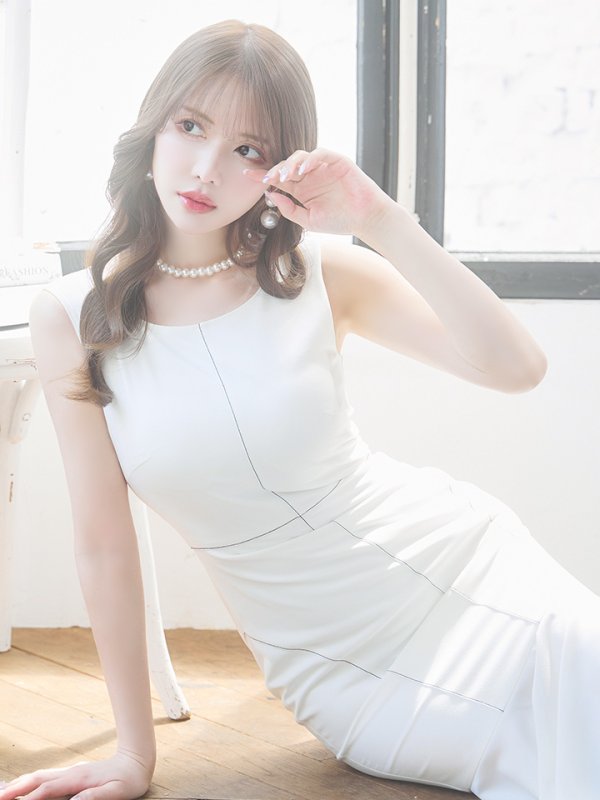 画像14: XS-Lサイズあり 【GINZA COUTURE/銀座クチュール】シンプル/ ワンカラー/ ノースリーブ/ マーメイド/ ミディアム丈/ ワンピース/ ミディアムドレス/ キャバドレス[OF2]