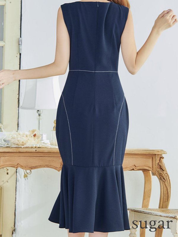 画像29: XS-Lサイズあり 【GINZA COUTURE/銀座クチュール】シンプル/ ワンカラー/ ノースリーブ/ マーメイド/ ミディアム丈/ ワンピース/ ミディアムドレス/ キャバドレス[OF2]