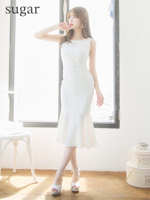 画像18: XS-Lサイズあり 【GINZA COUTURE/銀座クチュール】シンプル/ ワンカラー/ ノースリーブ/ マーメイド/ ミディアム丈/ ワンピース/ ミディアムドレス/ キャバドレス[OF2]