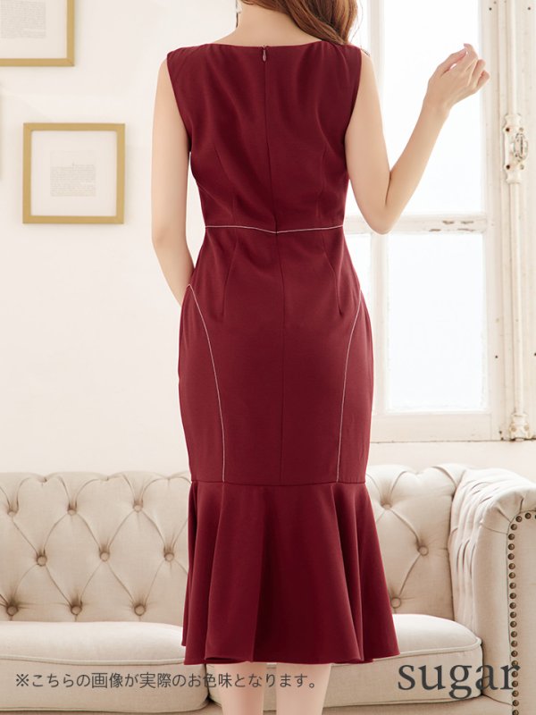 画像10: XS-Lサイズあり 【GINZA COUTURE/銀座クチュール】シンプル/ ワンカラー/ ノースリーブ/ マーメイド/ ミディアム丈/ ワンピース/ ミディアムドレス/ キャバドレス[OF2]