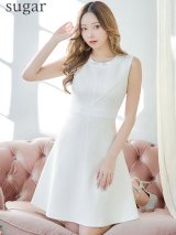 XS-Lサイズあり 【GINZA COUTURE/銀座クチュール】アンイーブンファブリック/ ワンカラー/ ノースリーブ/ Aライン/ フレア/ ワンピース/ ミニドレス/ キャバドレス[OF2]