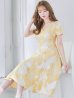 画像8: XS-Lサイズあり 【GINZA COUTURE/銀座クチュール】フラワージャガード/ 半袖/ 袖あり/ フレア/ ミモレ丈/ ワンピース/ ミディアムドレス/ キャバドレス[OF2]