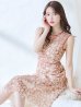 画像7: XSサイズあり 【GINZA COUTURE/銀座クチュール】フラワーレース/ ボートネック/ ノースリーブ/ Aライン/ フレア/ ワンピース/ ミディアムドレス/ キャバドレス[OF2]