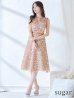 画像8: XSサイズあり 【GINZA COUTURE/銀座クチュール】フラワーレース/ ボートネック/ ノースリーブ/ Aライン/ フレア/ ワンピース/ ミディアムドレス/ キャバドレス[OF2]