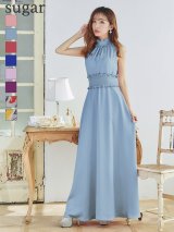 XS-Lサイズあり 【GINZA COUTURE/銀座クチュール】シンプル/ ワンカラー/ ハイネック/ ノースリーブ/ Aライン/ ロング/ キャバドレスlong[OF2]