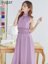XS-Lサイズあり 【GINZA COUTURE/銀座クチュール】シンプル/ ワンカラー/ ハイネック/ ノースリーブ/ Aライン/ ロング/ キャバドレスlong[OF2]