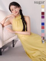 XS-Lサイズあり 【GINZA COUTURE/銀座クチュール】シンプル/ ワンカラー/ ハイネック/ ノースリーブ/ Aライン/ ロング/ キャバドレスlong[OF2]