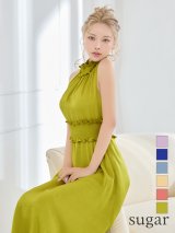 XS-Lサイズあり 【GINZA COUTURE/銀座クチュール】シンプル/ ワンカラー/ ハイネック/ ノースリーブ/ Aライン/ ロング/ キャバドレスlong[OF2]